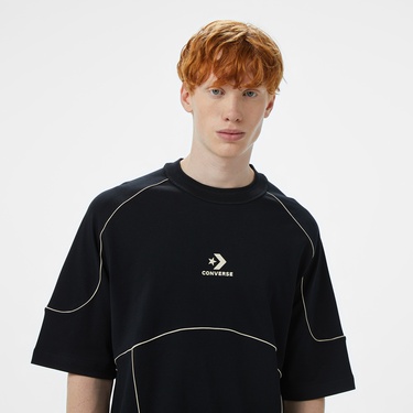  Converse Star Chevron Baskılı Oversize Fit Erkek Siyah T-Shirt