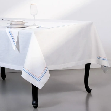  Sahara Masa Örtüsü Beyaz Mavi 170x350 cm