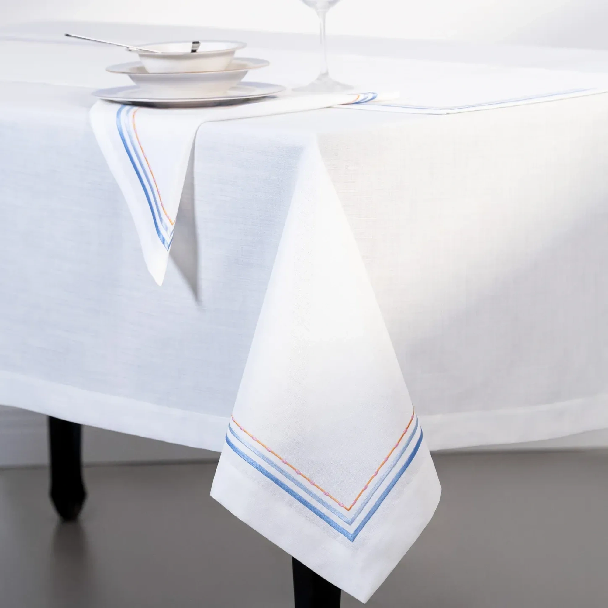 Sahara Masa Örtüsü Beyaz Mavi 170x350 cm