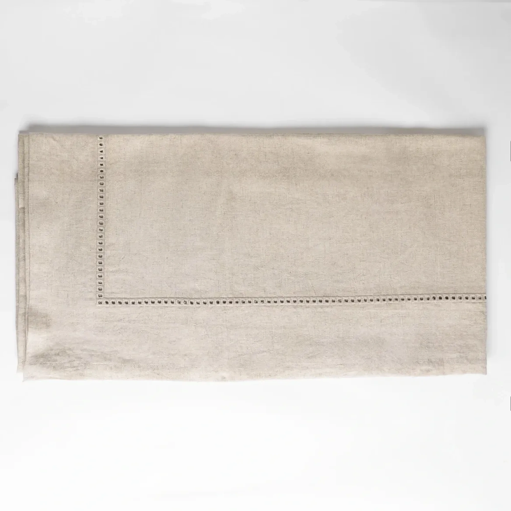 Natura Pamuk Keten Ajur Detaylı Masa Örtüsü Ekru 150x250 cm