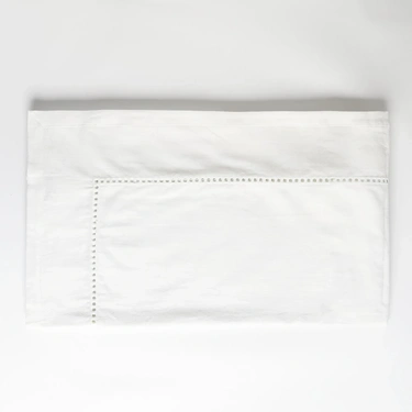  Natura Pamuk Keten Ajur Detaylı Masa Örtüsü Beyaz 150x250 cm