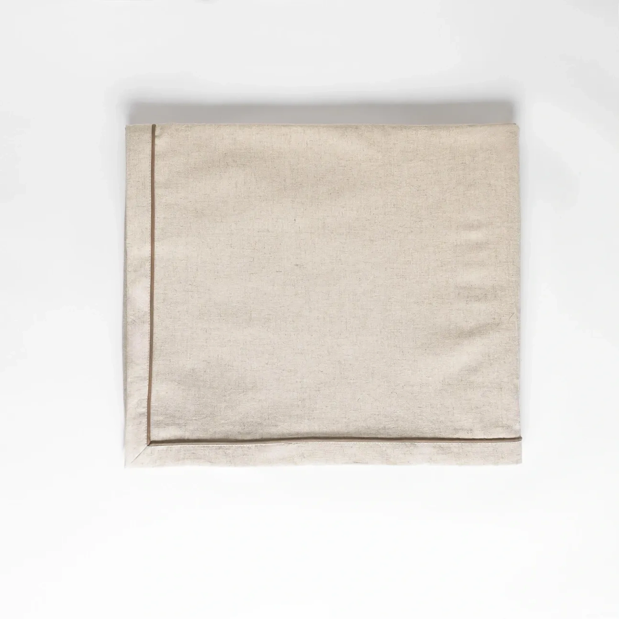 Lucca Pamuk Keten Biyeli Masa Örtüsü Ekru 150x150 cm