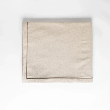  Lucca Pamuk Keten Biyeli Masa Örtüsü Ekru 150x150 cm