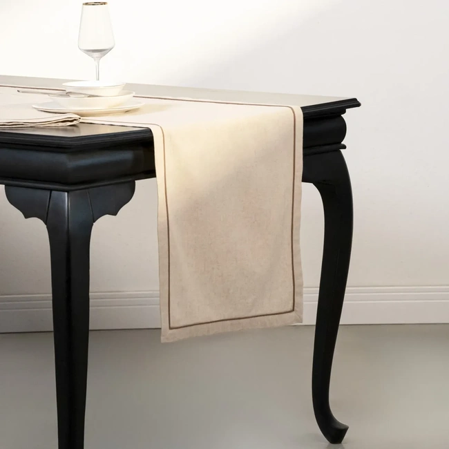  Qua Home Lucca Pamuk Keten Biyeli Runner Ekru 45x150 cm