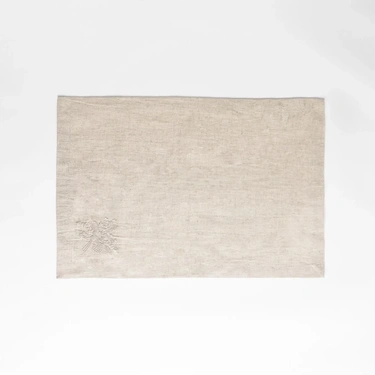  Qua Home Julien Pamuk Keten Çiçek Nakışlı Amerikan Servis Ekru 35x50 cm