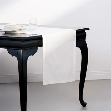  Qua Home Natura Pamuk Keten Ajur Detaylı Runner Beyaz 45x150 cm