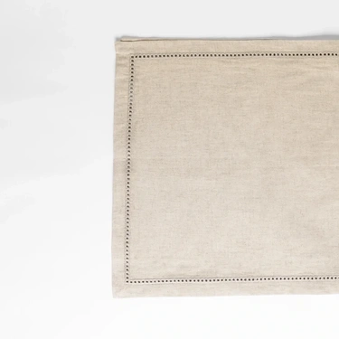  Qua Home Natura Pamuk Keten Ajur Detaylı Runner Ekru 45x150 cm