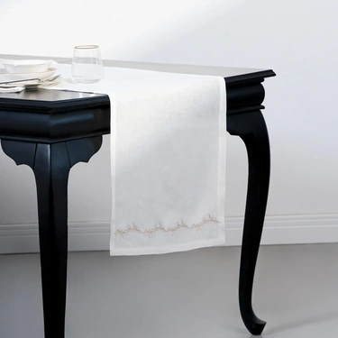  Qua Home Petite % 100 Keten Beyaz Runner 45x150 cm