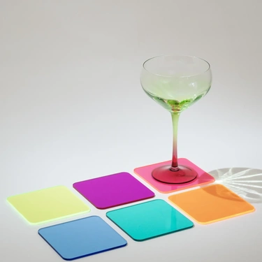  Pory Neon Pleksi 6' lı Bardak Altlığı Seti