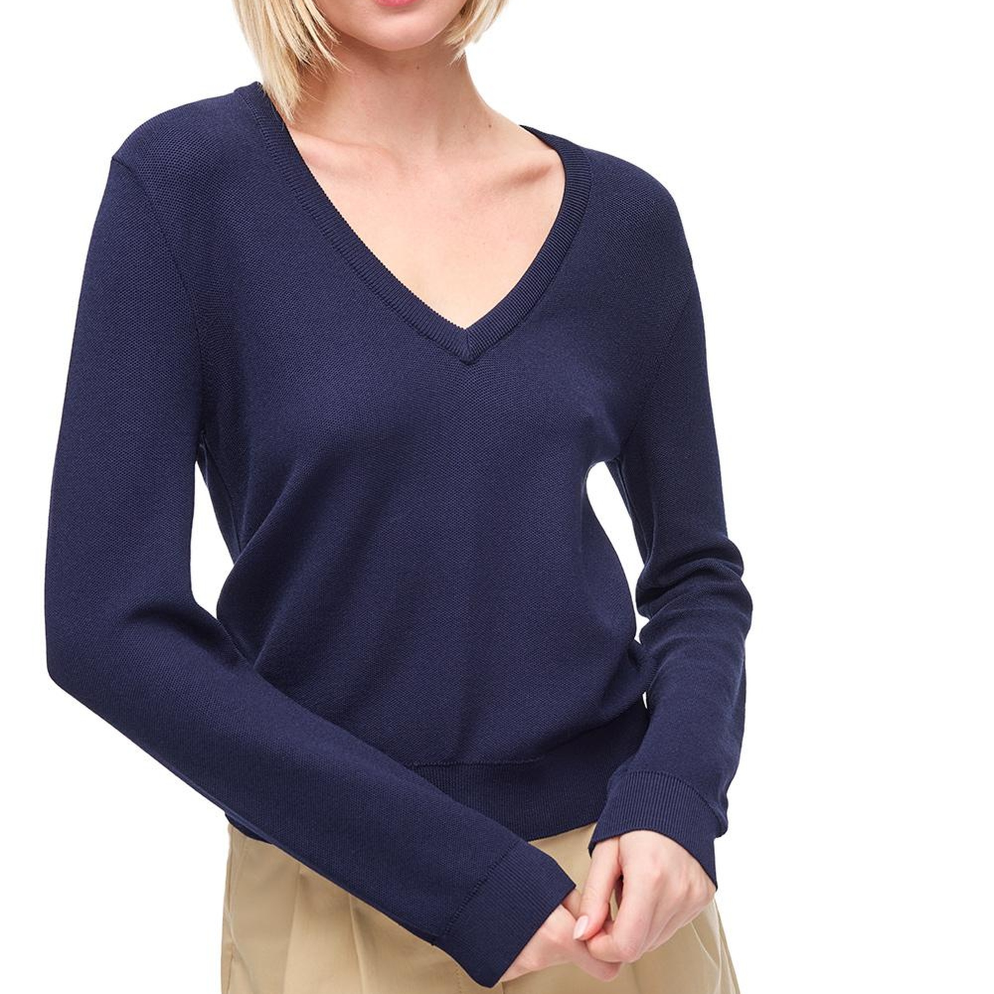 Lacivert V-Yaka Triko Kazak