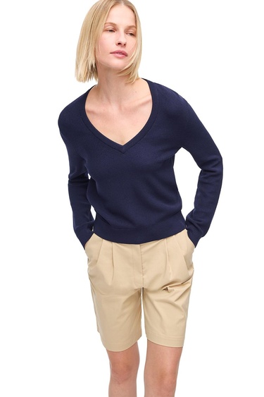  Lacivert V-Yaka Triko Kazak