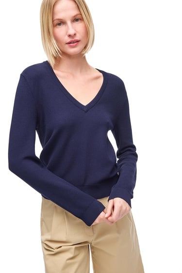  Lacivert V-Yaka Triko Kazak