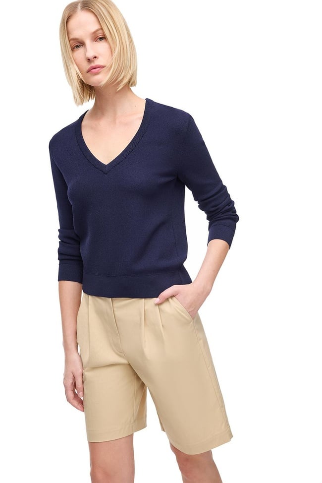  Lacivert V-Yaka Triko Kazak