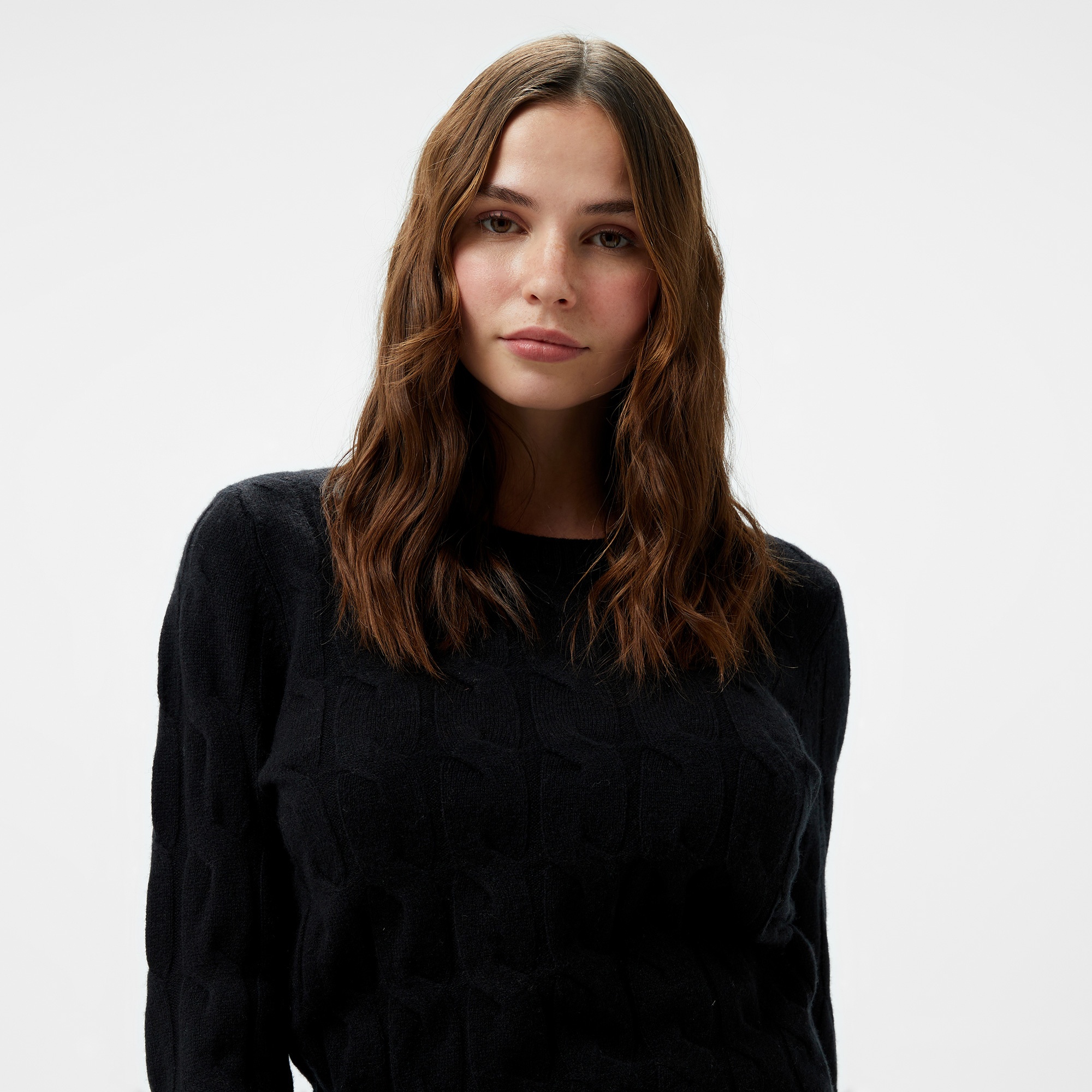 Tommy Hilfiger Soft Wool Cable Kadın Siyah Kazak