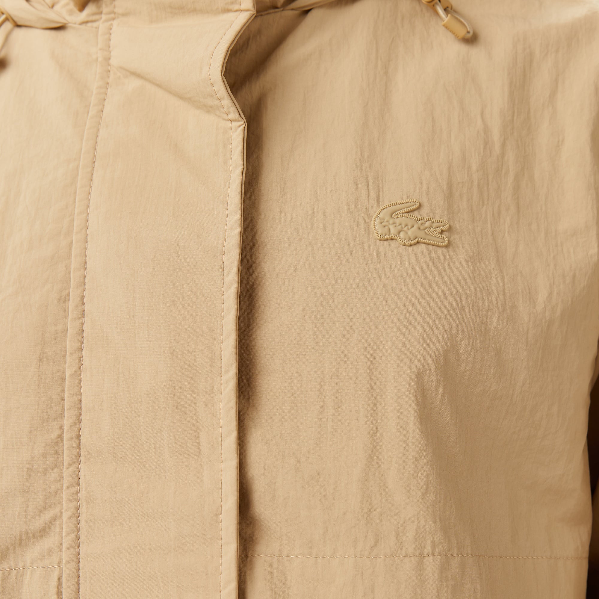 Kadın Kapüşonlu Bej Mont