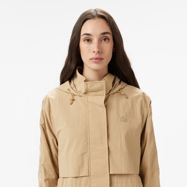  Kadın Kapüşonlu Bej Mont