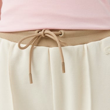  Lacoste Kadın Straight Fit Renk Bloklu Krem Eşofman Altı