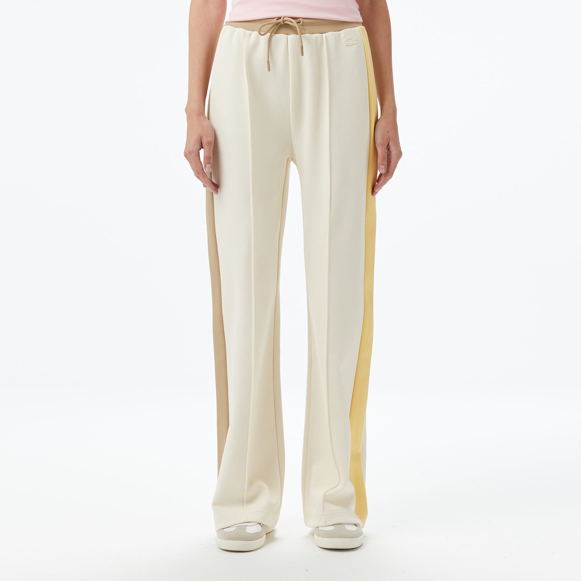 Lacoste Kadın Straight Fit Renk Bloklu Krem Eşofman Altı