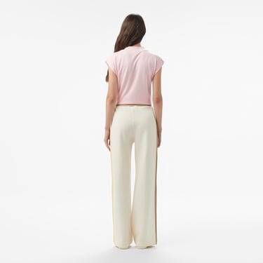  Lacoste Kadın Straight Fit Renk Bloklu Krem Eşofman Altı