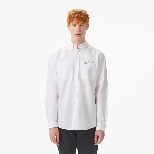  Lacoste Erkek Regular Fit Düğmeli Yaka Beyaz Gömlek