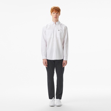  Lacoste Erkek Regular Fit Düğmeli Yaka Beyaz Gömlek