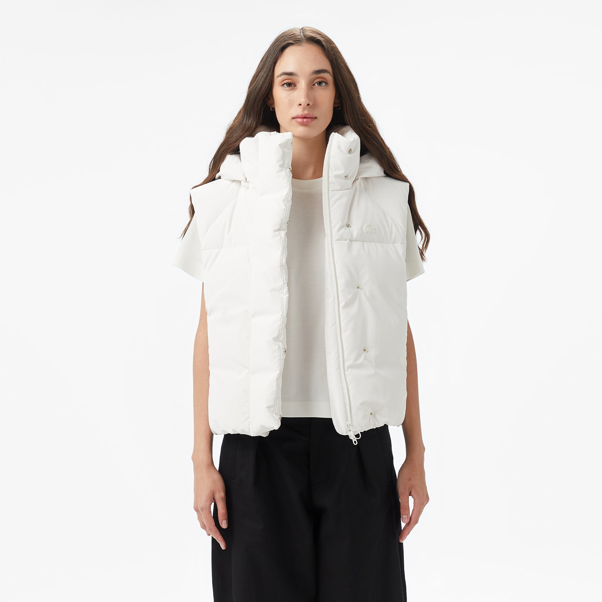 Lacoste Kadın Kapüşonlu Beyaz Yelek