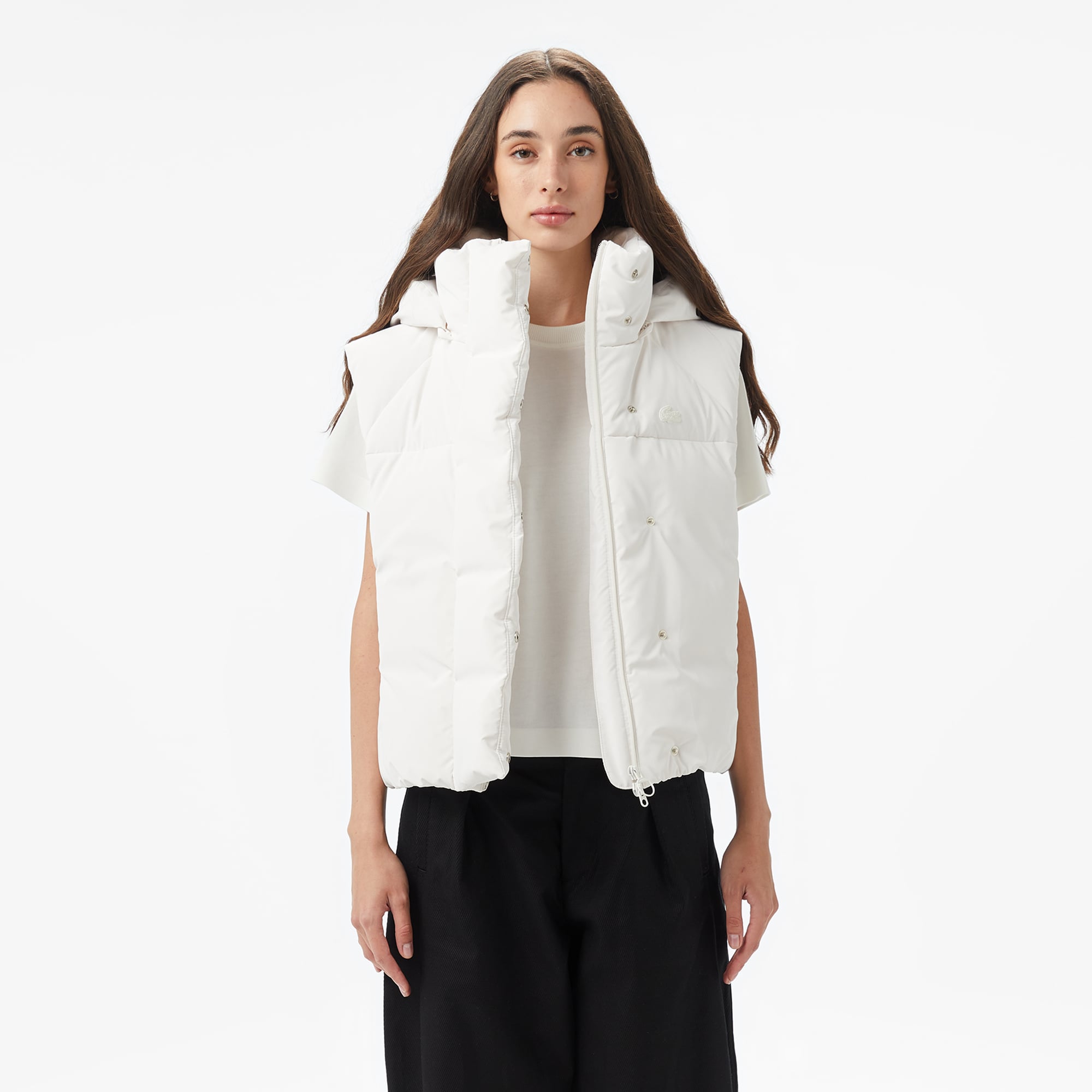  Lacoste Kadın Kapüşonlu Beyaz Yelek