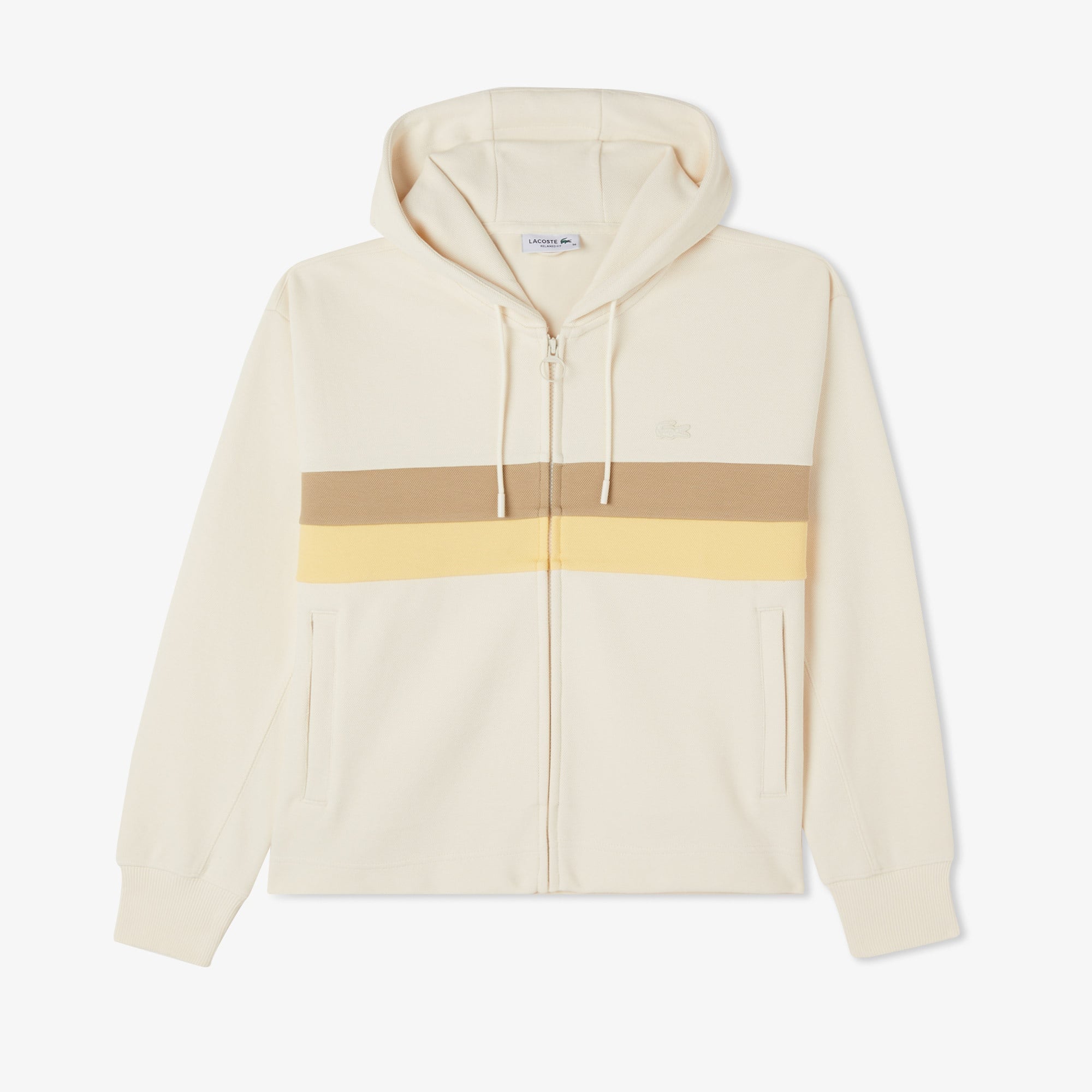 Kadın Relaxed Fit Kapüşonlu Renk Bloklu Krem Sweatshirt