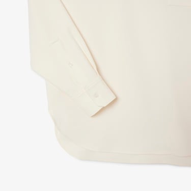  Lacoste Kadın Oversize Fit Polo Yaka Krem Bluz