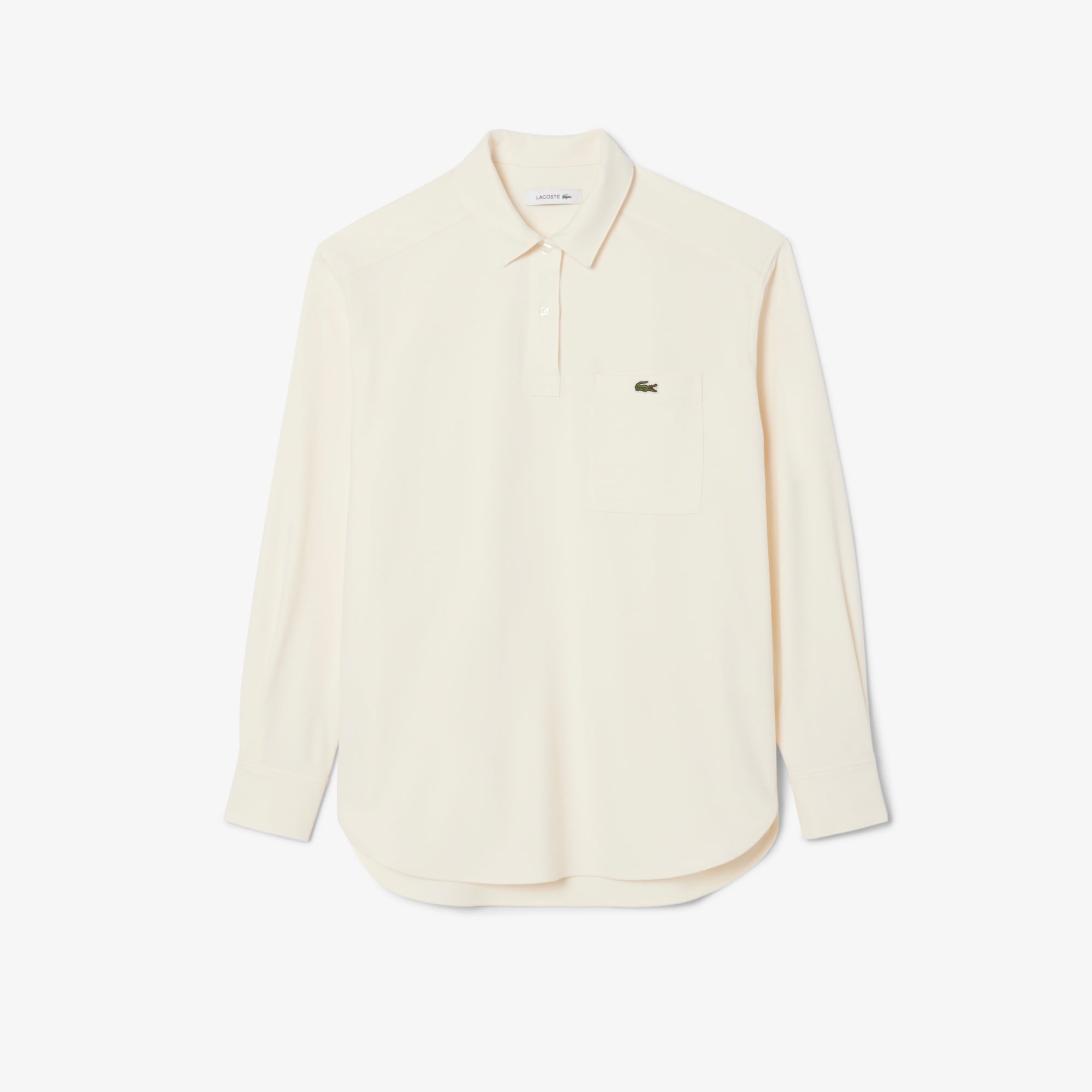 Kadın Oversize Fit Polo Yaka Krem Bluz