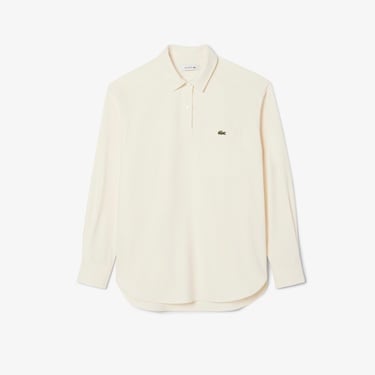  Lacoste Kadın Oversize Fit Polo Yaka Krem Bluz