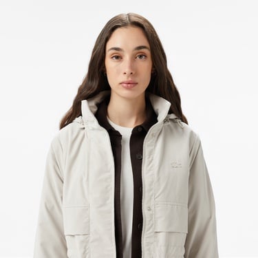  Lacoste Kadın Kapüşonlu Beyaz Mont