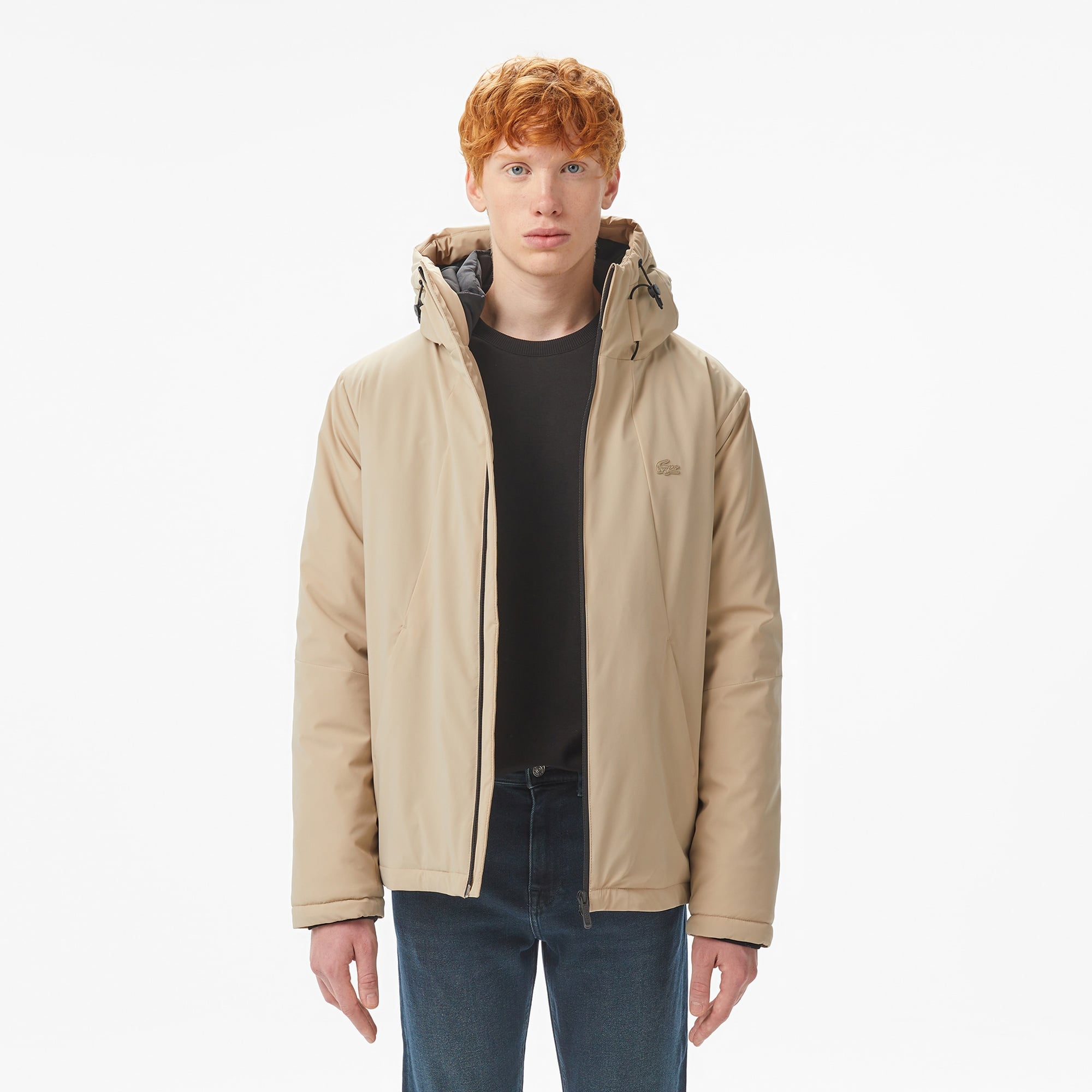 Lacoste Erkek Kapüşonlu Bej Mont