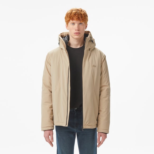  Lacoste Erkek Kapüşonlu Bej Mont