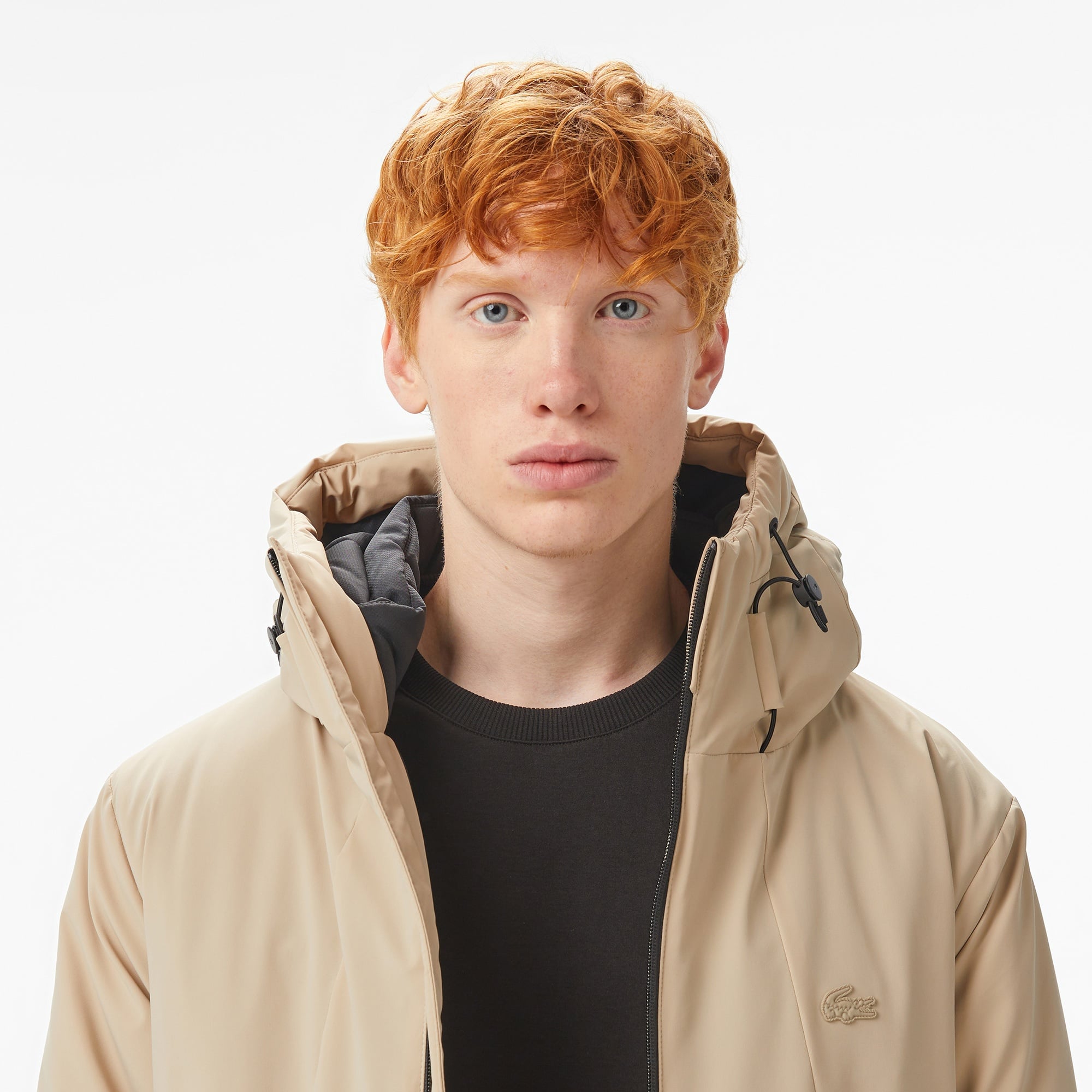 Lacoste Erkek Kapüşonlu Bej Mont