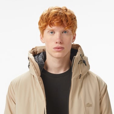  Lacoste Erkek Kapüşonlu Bej Mont