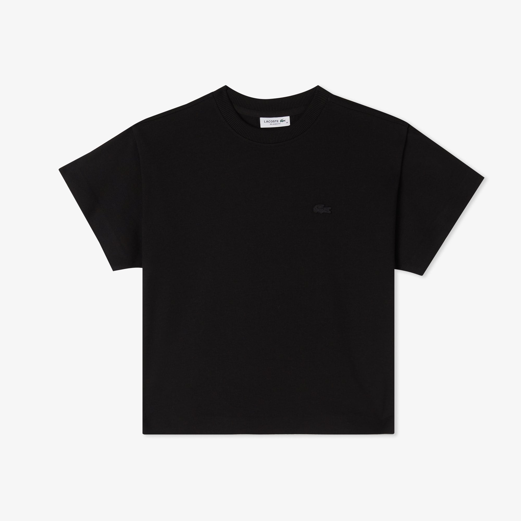 Lacoste Kadın Loose Fit Bisiklet Yaka Siyah T-Shirt