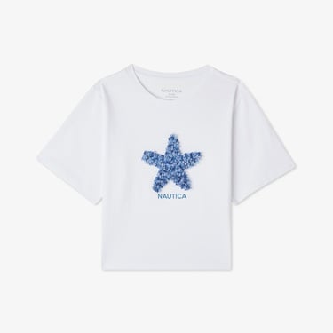 Nautica Kız Çocuk Beyaz Regular Fit Baskılı T-Shirt