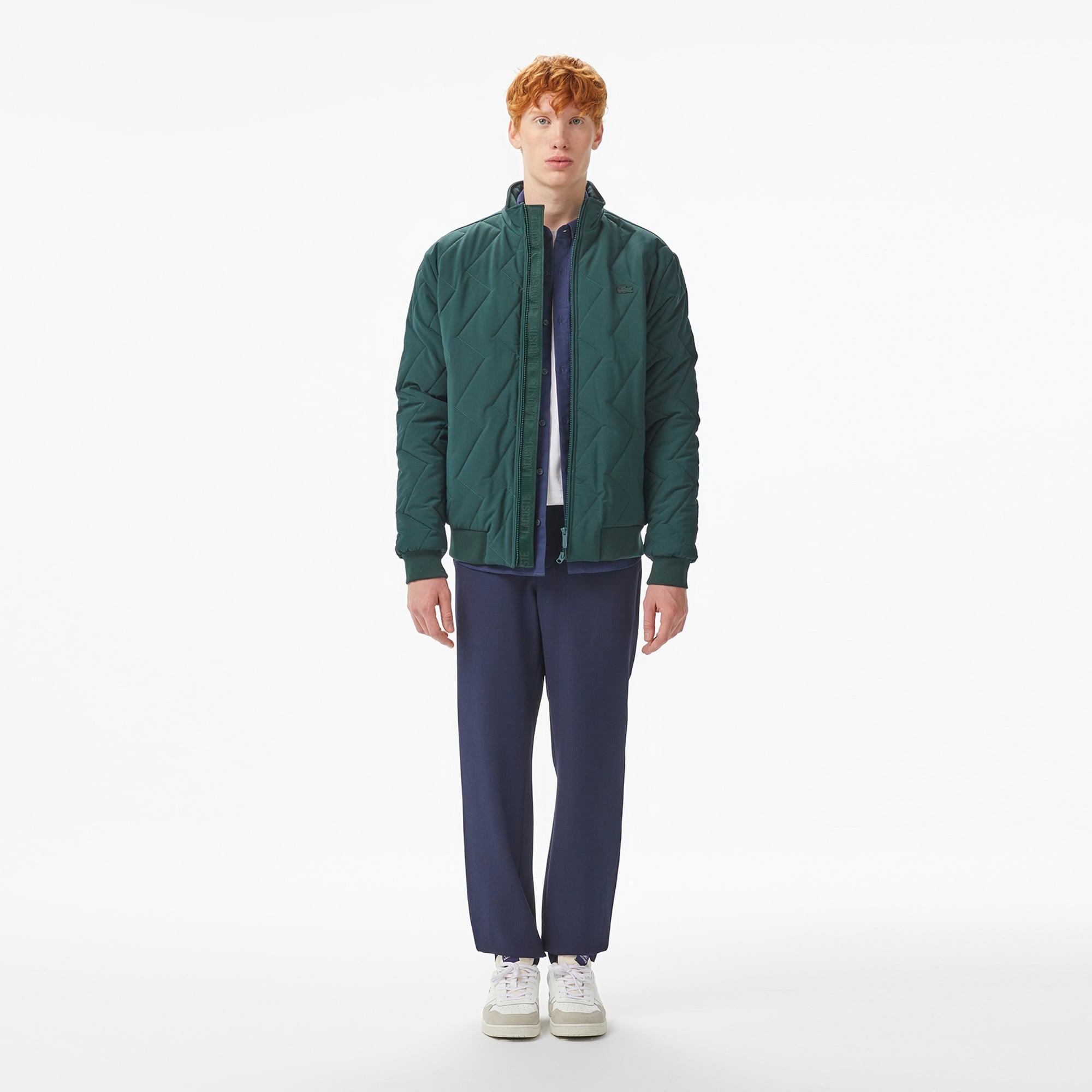 Lacoste Erkek Dik Yaka Kapitone Koyu Yeşil Mont