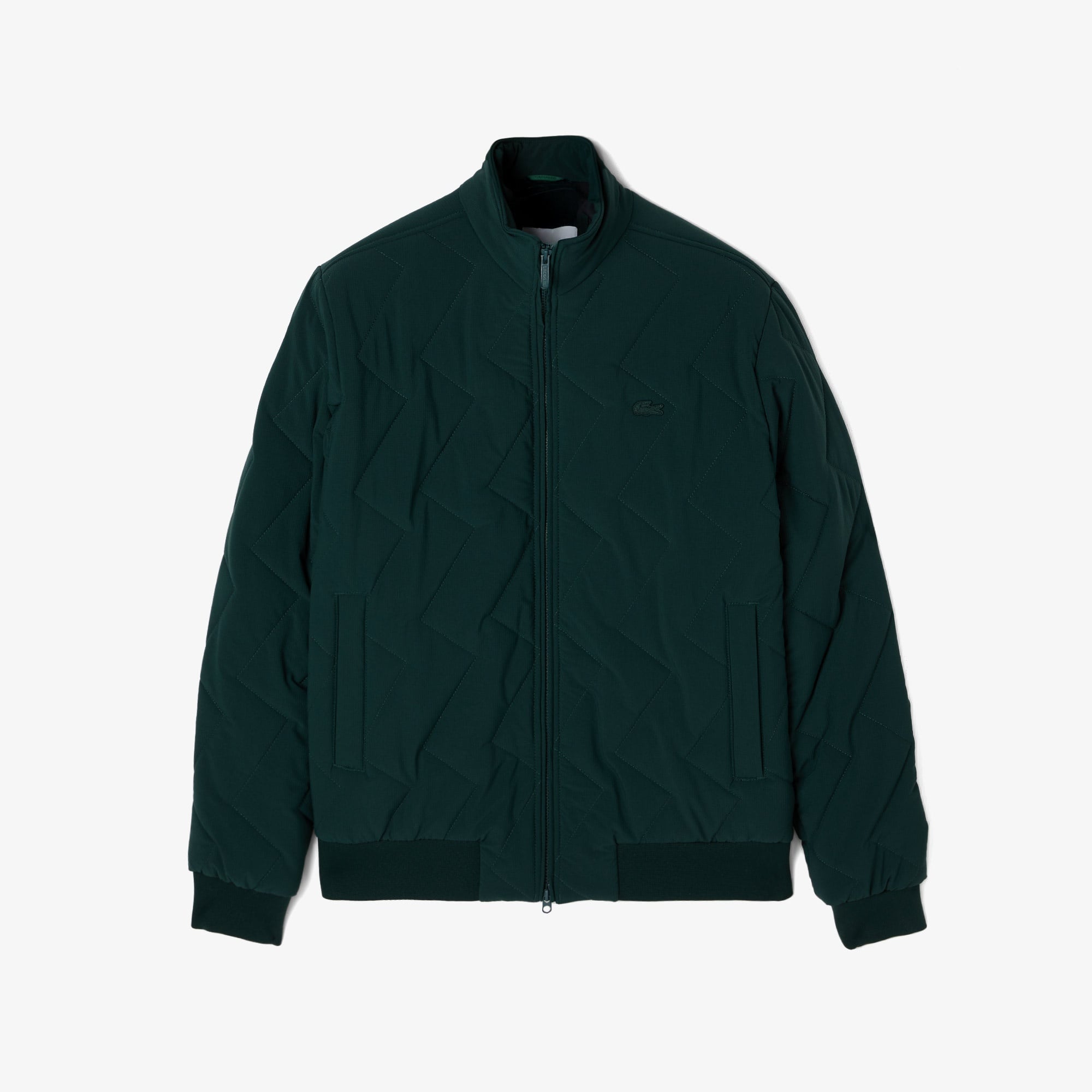 Lacoste Erkek Dik Yaka Kapitone Koyu Yeşil Mont