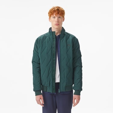  Lacoste Erkek Dik Yaka Kapitone Koyu Yeşil Mont