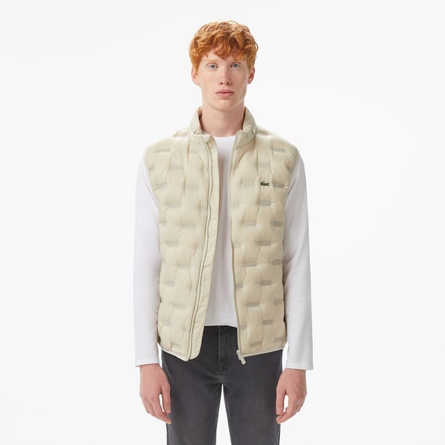  Lacoste Erkek Dik Yaka Kapitone Açık Gri Yelek