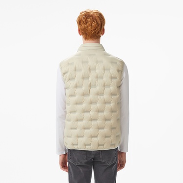  Lacoste Erkek Dik Yaka Kapitone Açık Gri Yelek