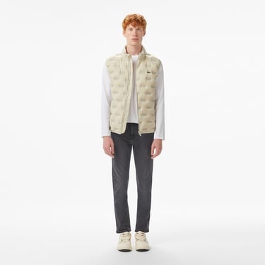  Lacoste Erkek Dik Yaka Kapitone Açık Gri Yelek