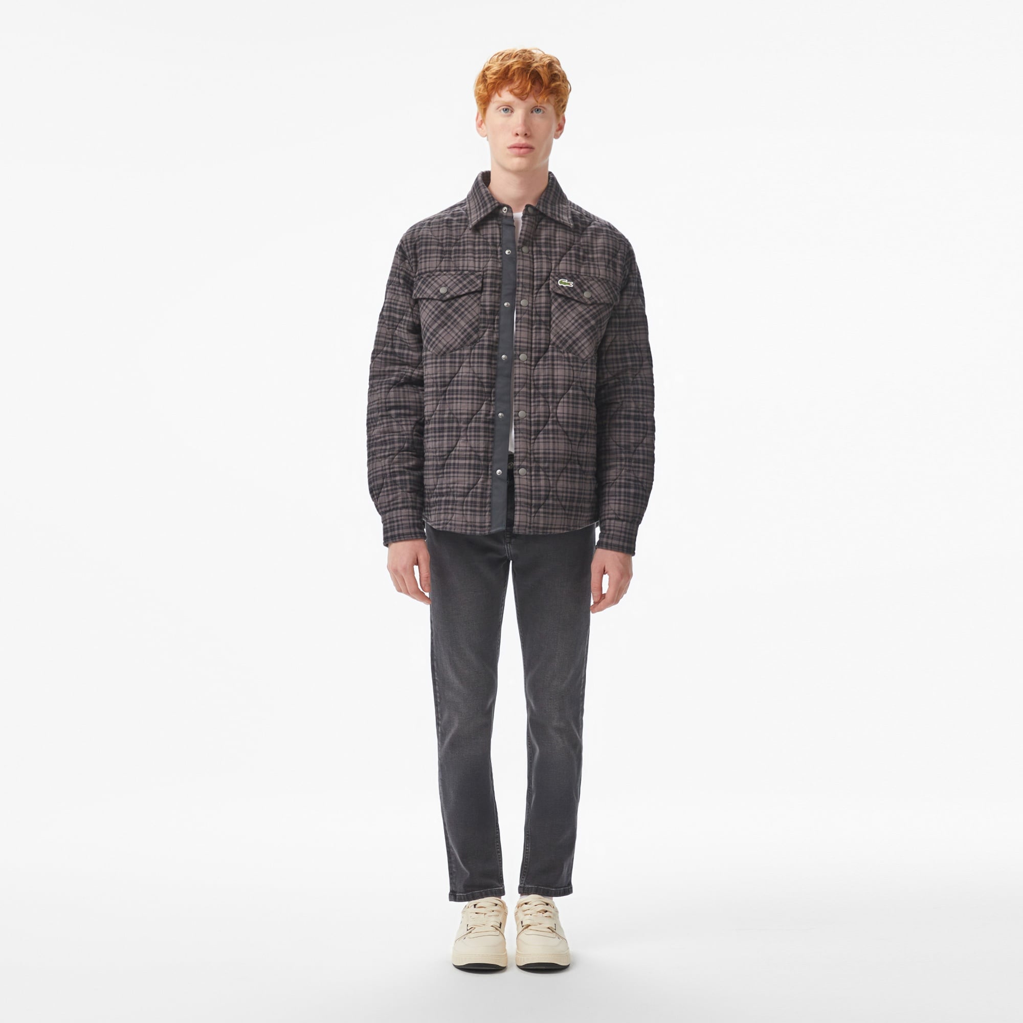 Lacoste Erkek Relaxed Fit Kareli Siyah Gömlek