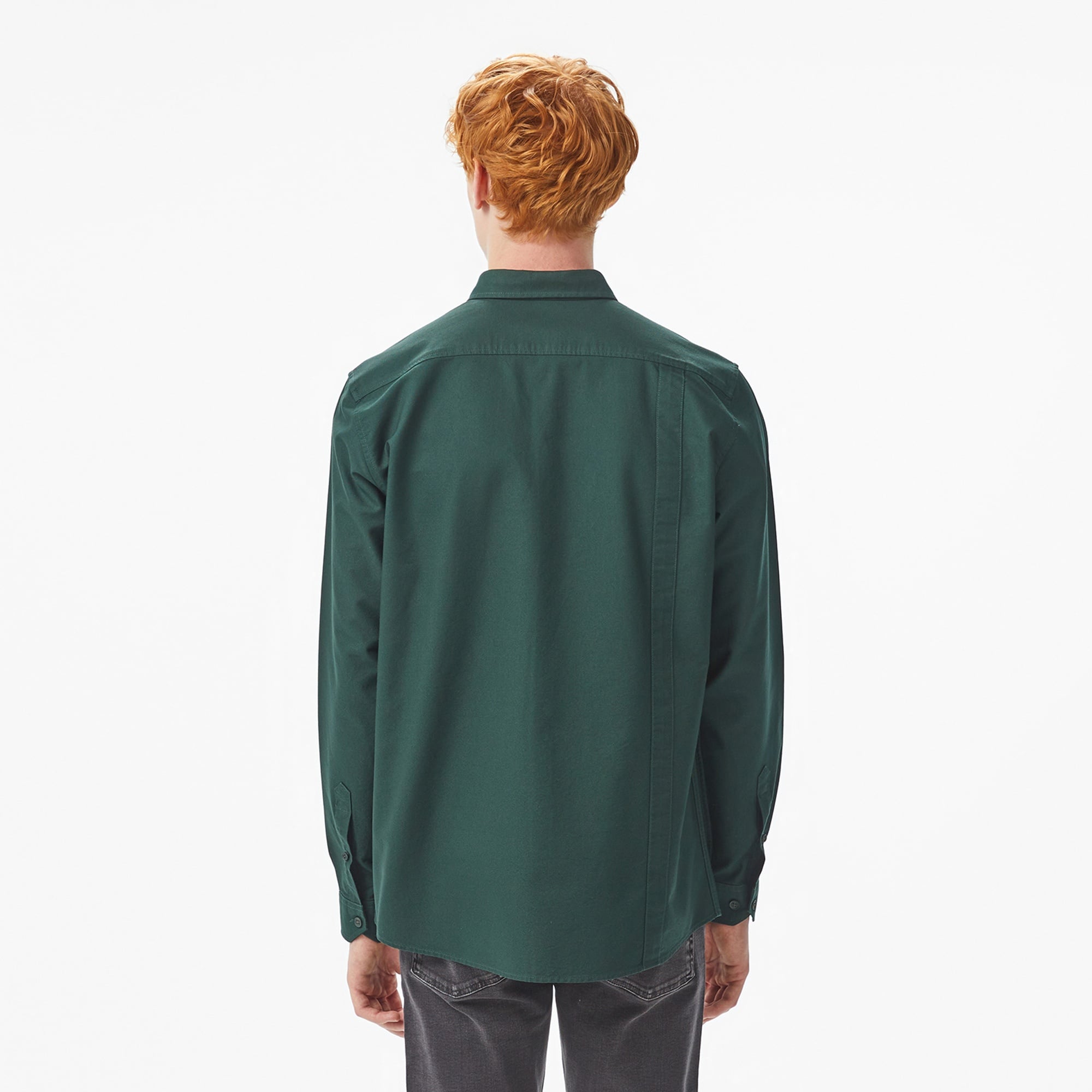 Erkek Regular Fit Düğmeli Yaka Yeşil Gömlek
