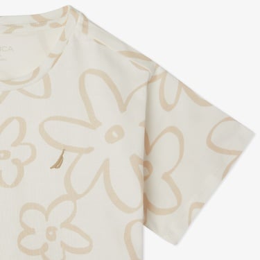  Nautica Kız Çocuk Beyaz Regular Fit Baskılı T-Shirt