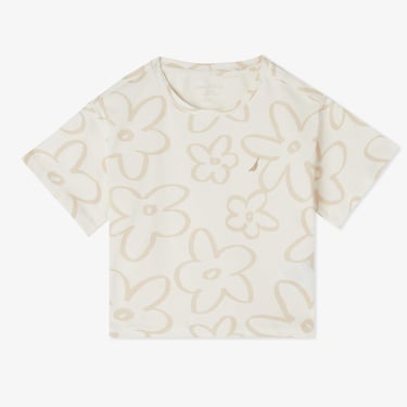  Nautica Kız Çocuk Beyaz Regular Fit Baskılı T-Shirt