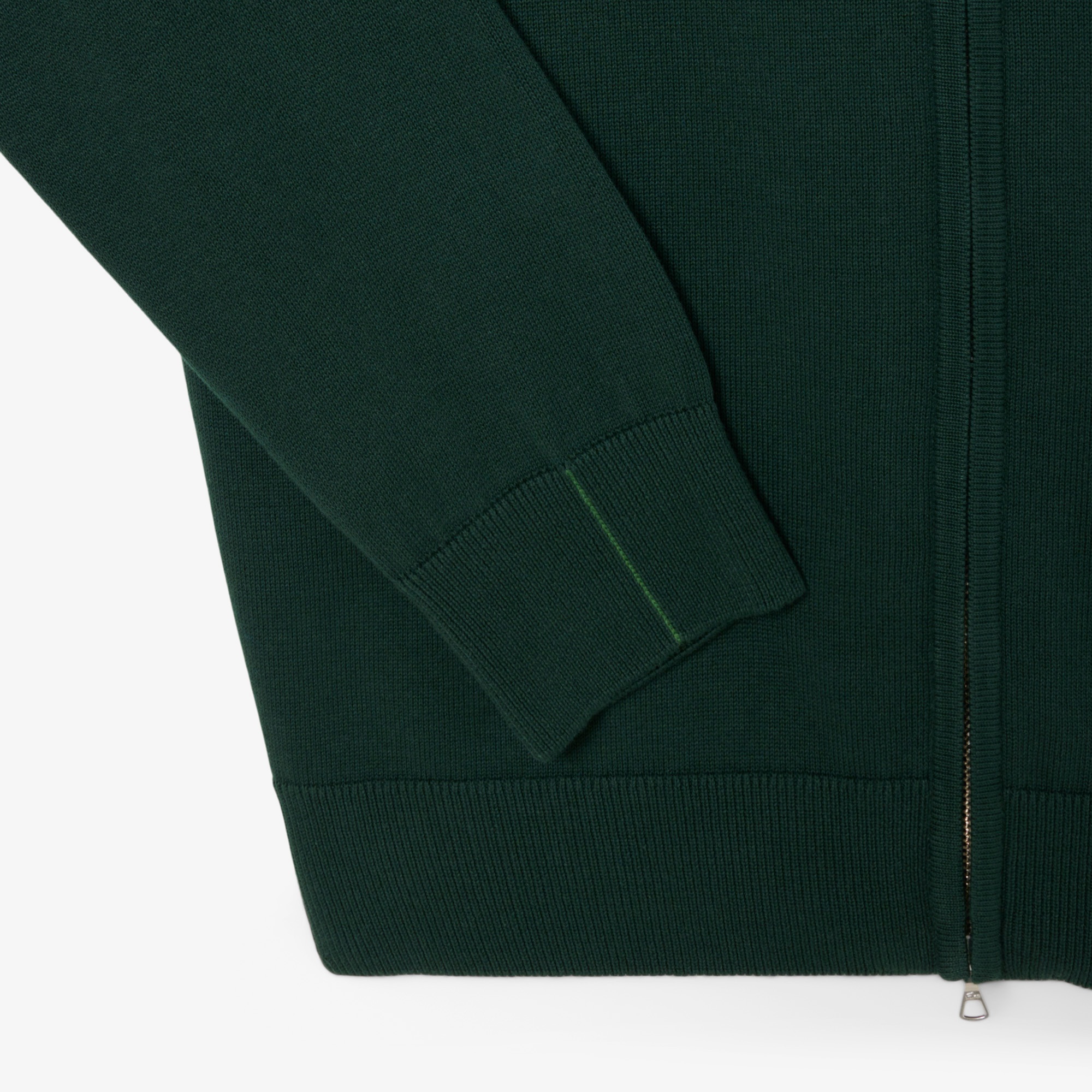 Erkek Regular Fit Fermuarlı Organik Pamuk Yeşil Hırka