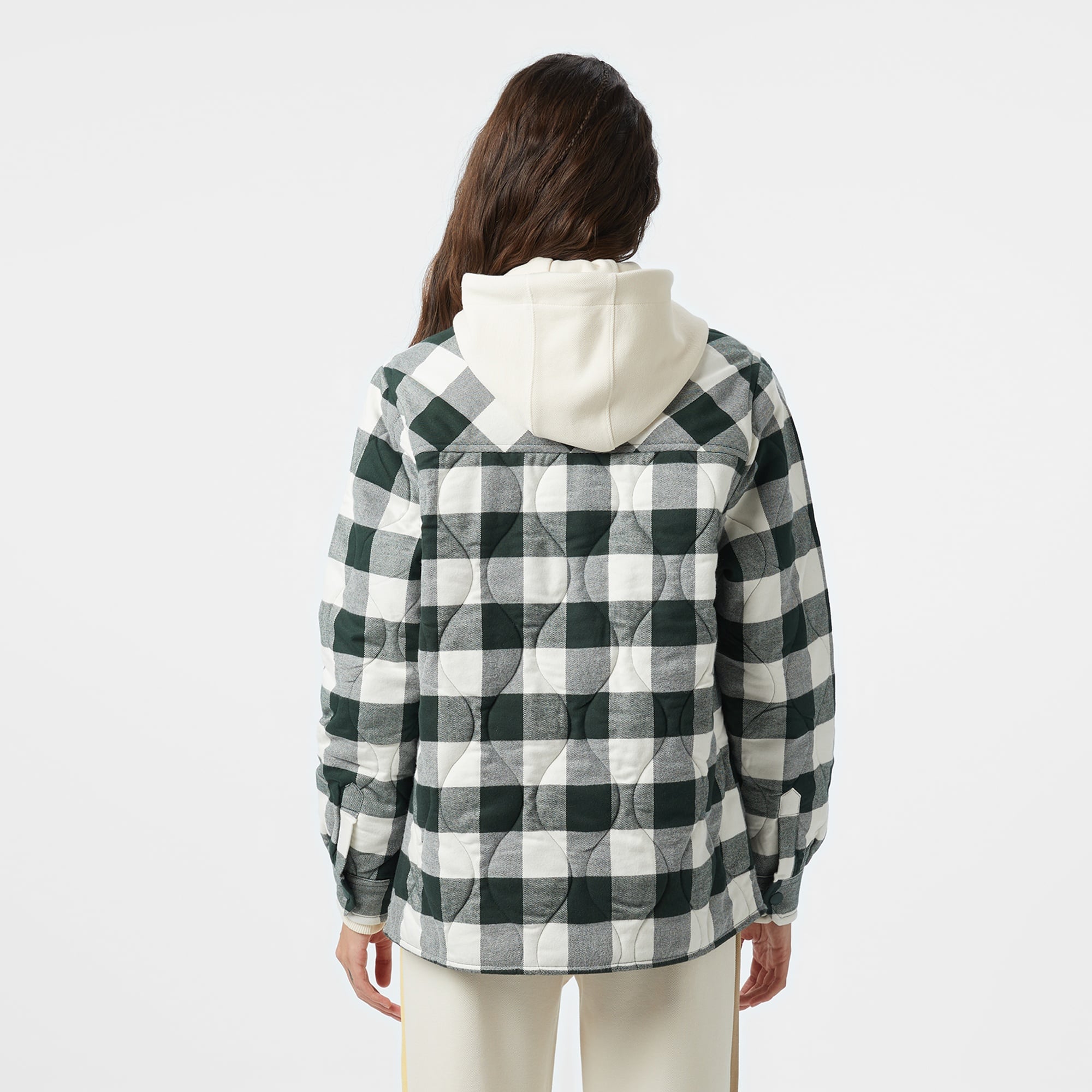 Kadın Relaxed Fit Ekose Koyu Yeşil Dış Gömlek